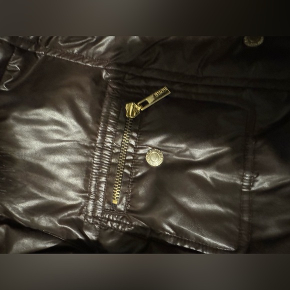 Michael Kors Dark Brown Puffer Jacket with Fur Trim - Picture 8 of 11